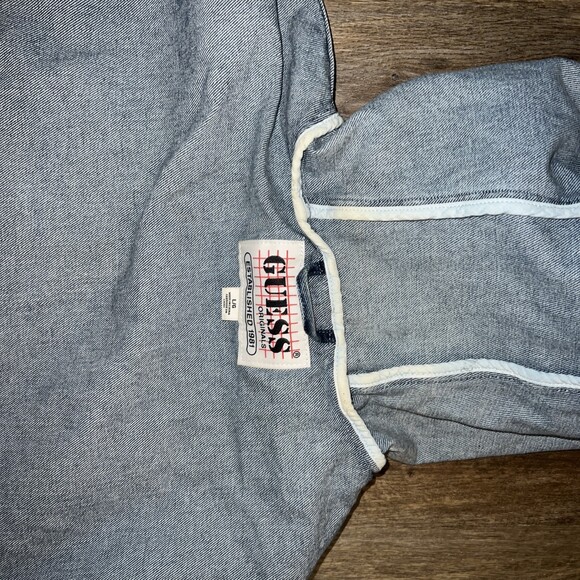 Vintage Guess Denim Quarter zip Pullover Sz Large Light Wash 80s/90s - Picture 11 of 14